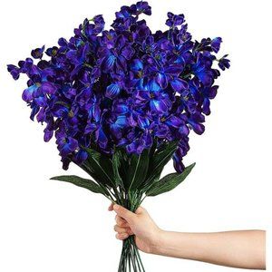 27 Inches Artificial Purple Blue Orchid Faux Flowers Purple Orchids Silk Flowers
